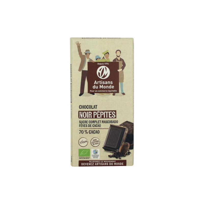 Tablette de chocolat noir équitable 70 %