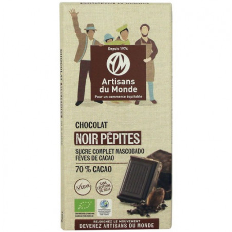 Tablette de chocolat noir équitable 70 %